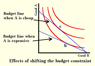 Effects of shifting the budget line