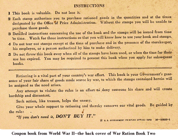 Back Cover or war ration book ii